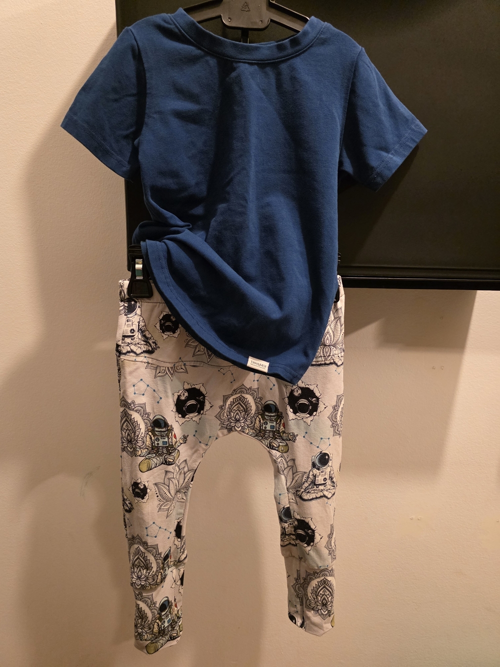 Kids Printed Space Leggings - Blue/White Ensemble Tiny Et Moi 6-36mois